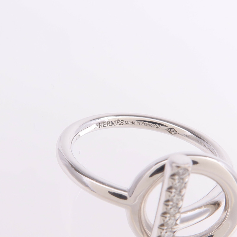 HERMES 18K白金Echappee Ring鑽石戒指Hermes#53/US#6.5-3