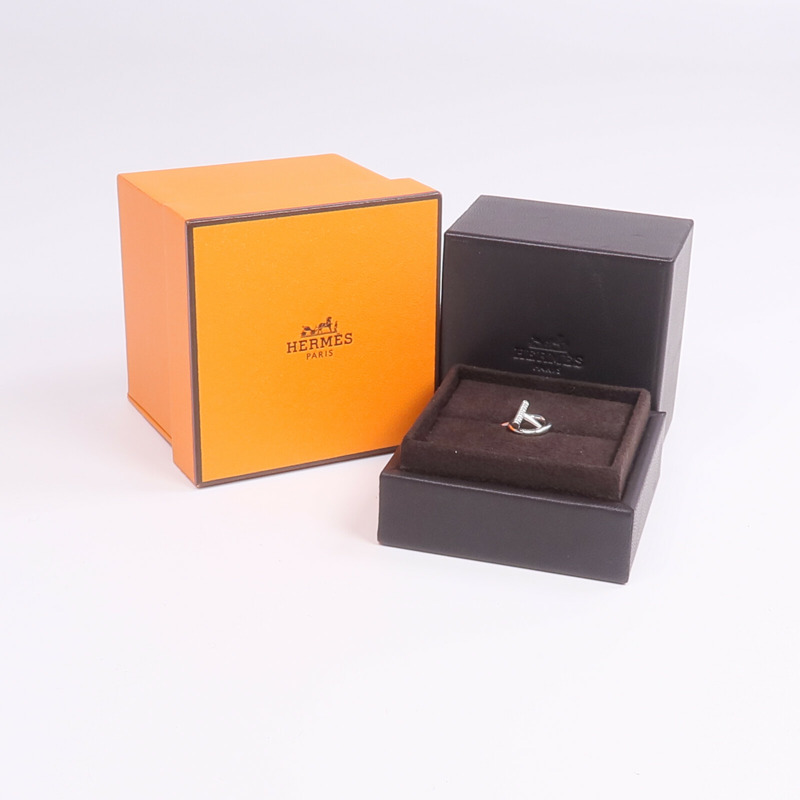 HERMES 18K白金Echappee Ring鑽石戒指Hermes#53/US#6.5-8
