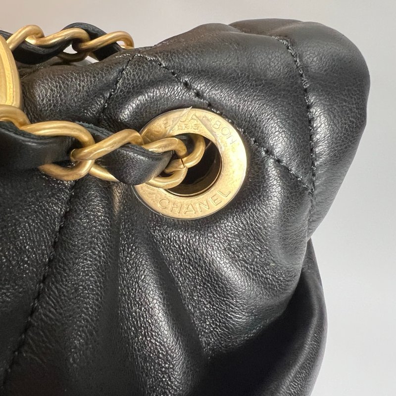 CHANEL HOBO嬉皮包 小牛皮黑 AS5727/晶片款-8
