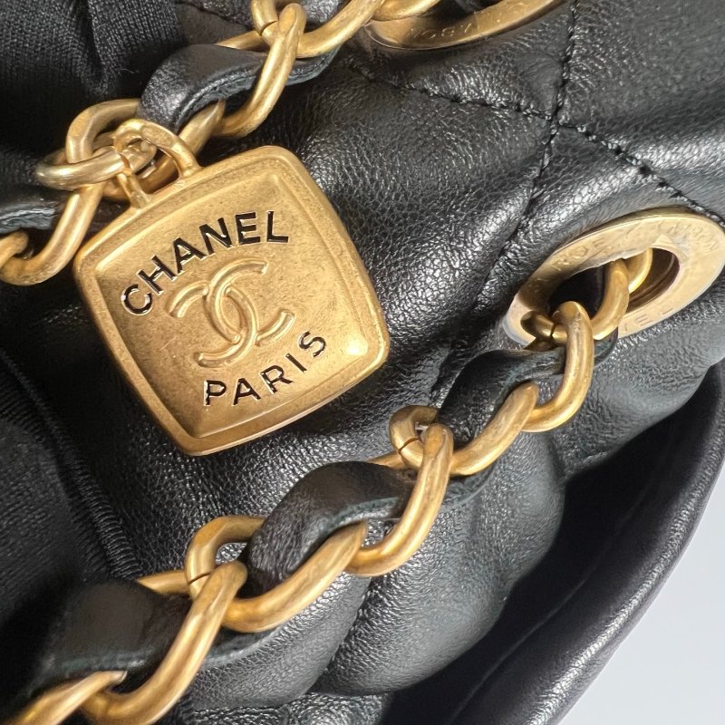 CHANEL HOBO嬉皮包 小牛皮黑 AS5727/晶片款-9