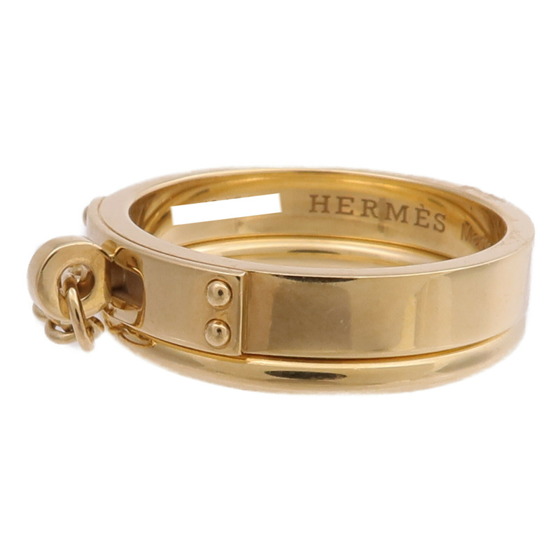 HERMES 18K黃金Bague Kelly TPM Double戒指Hermes#50/US#5.25-2
