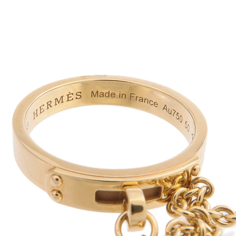 HERMES 18K黃金Bague Kelly TPM Double戒指Hermes#50/US#5.25-5