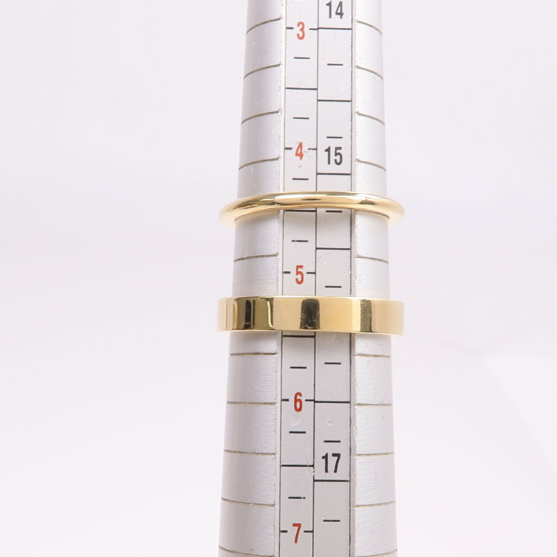 HERMES 18K黃金Bague Kelly TPM Double戒指Hermes#50/US#5.25-7