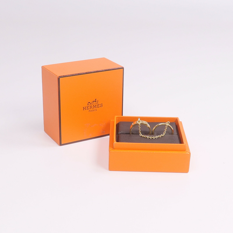 HERMES 18K黃金Bague Kelly TPM Double戒指Hermes#50/US#5.25-9