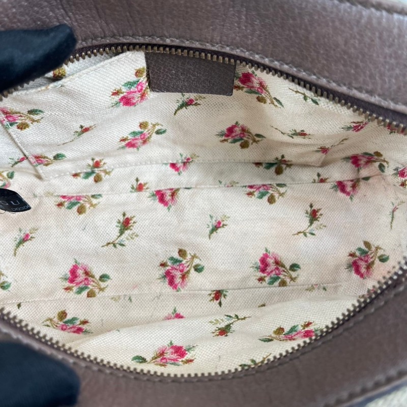 GUCCI古馳 Neo Vintage系列 燙金徽標金屬虎頭老花滿印織物肩帶 帆布拼皮相機包 斜挎包單肩包-10