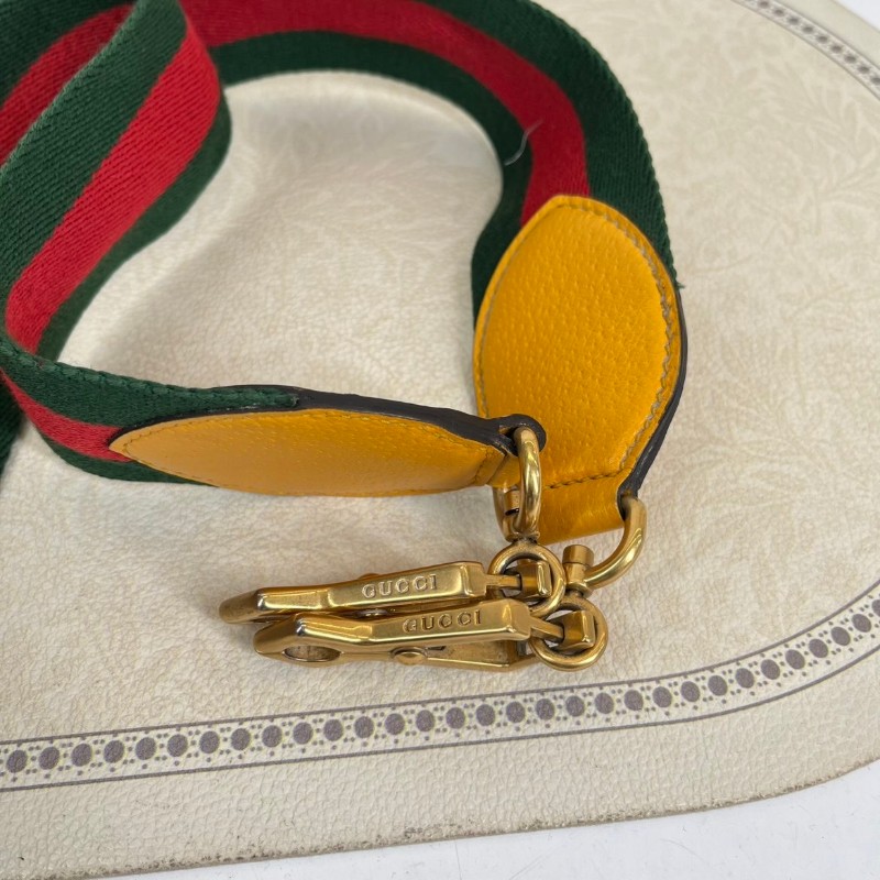 GUCCI古馳 Neo Vintage系列 燙金徽標金屬虎頭老花滿印織物肩帶 帆布拼皮相機包 斜挎包單肩包-11