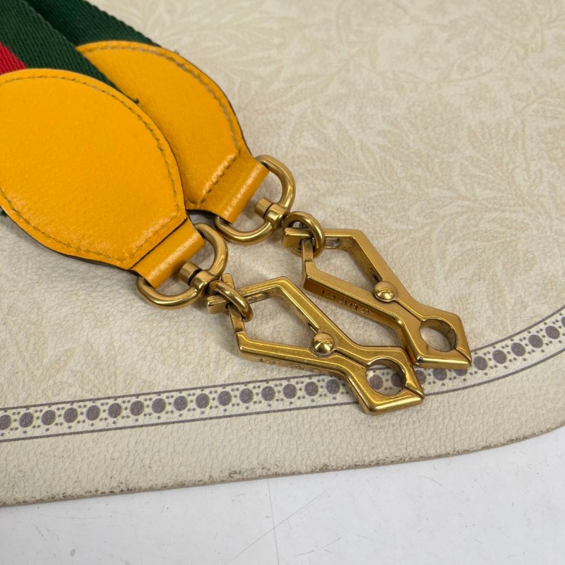 GUCCI古馳 Neo Vintage系列 燙金徽標金屬虎頭老花滿印織物肩帶 帆布拼皮相機包 斜挎包單肩包-12