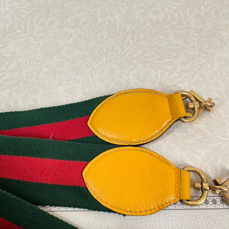 GUCCI古馳 Neo Vintage系列 燙金徽標金屬虎頭老花滿印織物肩帶 帆布拼皮相機包 斜挎包單肩包-13