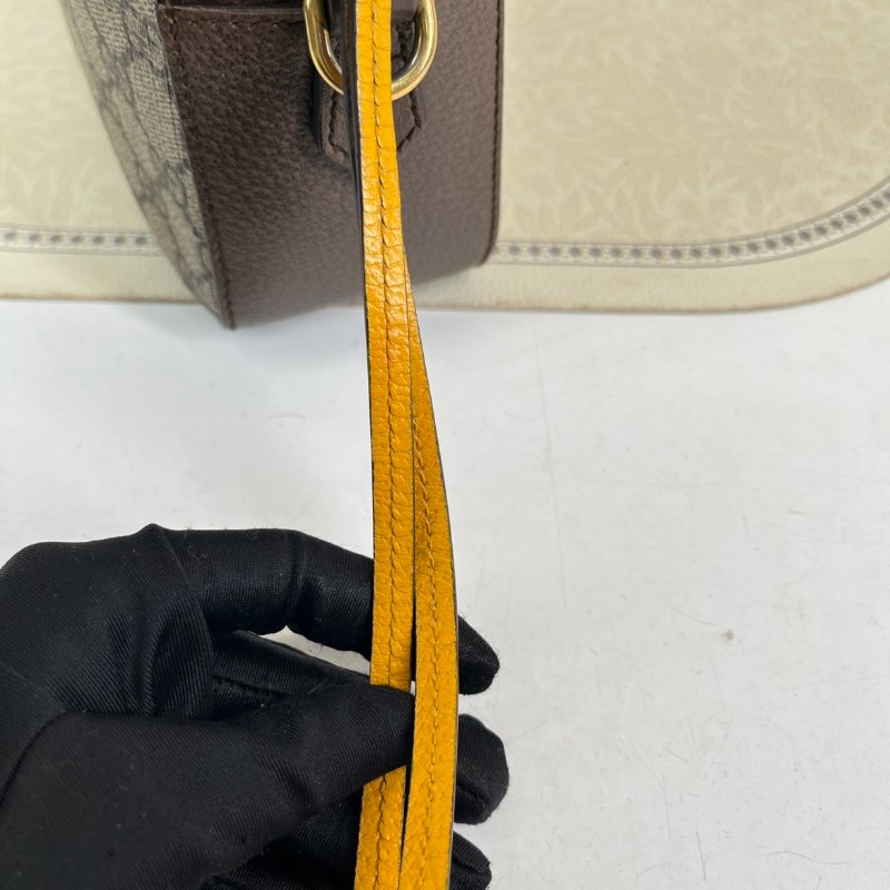 GUCCI古馳 Neo Vintage系列 燙金徽標金屬虎頭老花滿印織物肩帶 帆布拼皮相機包 斜挎包單肩包-15