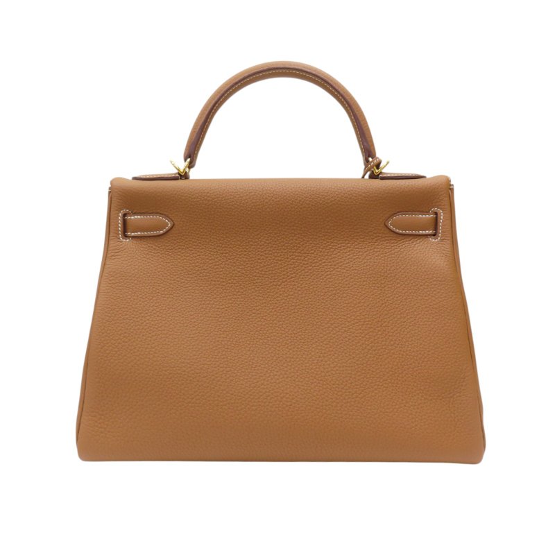 金棕色 Togo牛革 Kelly 32 凱莉包 兩用包 A刻 金扣-1