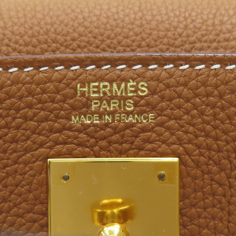 金棕色 Togo牛革 Kelly 32 凱莉包 兩用包 A刻 金扣-12