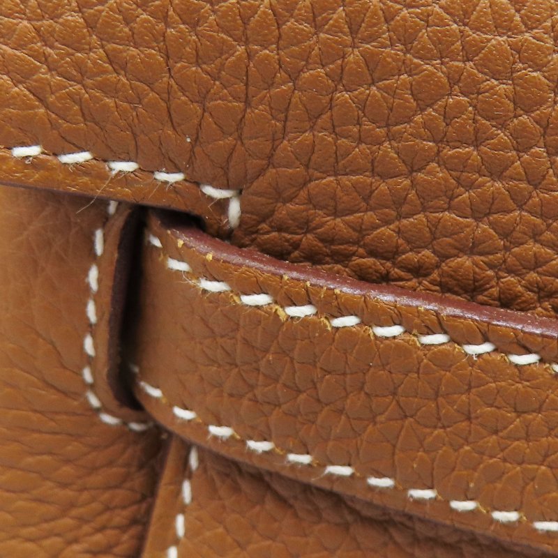 金棕色 Togo牛革 Kelly 32 凱莉包 兩用包 A刻 金扣-14