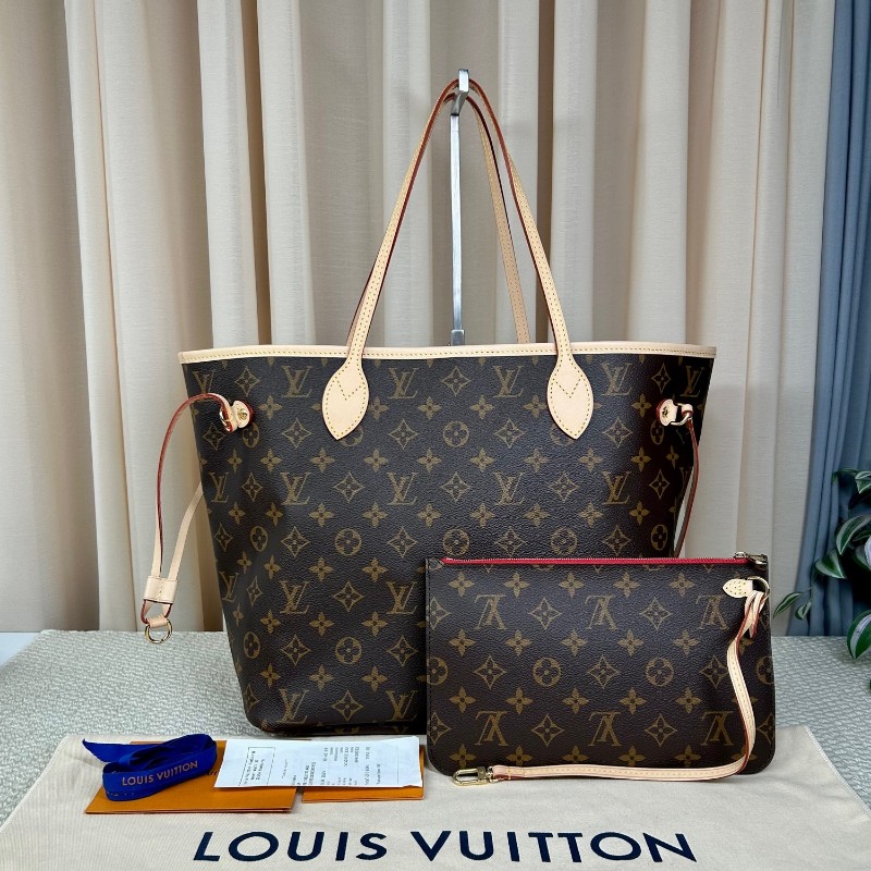 LV路易威登neverfull老花購物袋子母包 經典老花滿印 紅色內裡 手拎單肩腋下包 萬年經典款 實用大容量 日常出街旅遊度假都Ok-6