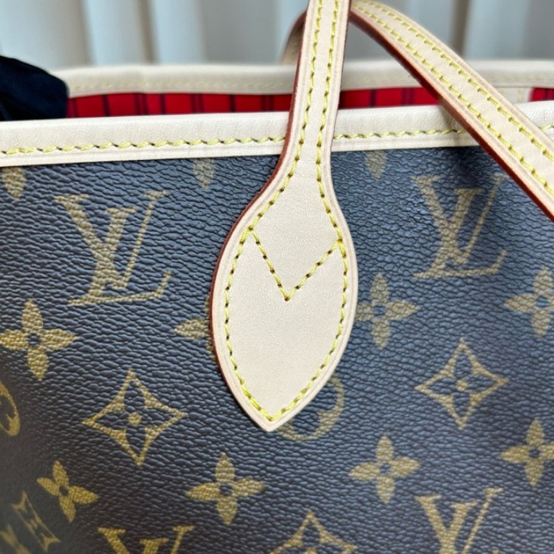 LV路易威登neverfull老花購物袋子母包 經典老花滿印 紅色內裡 手拎單肩腋下包 萬年經典款 實用大容量 日常出街旅遊度假都Ok-13