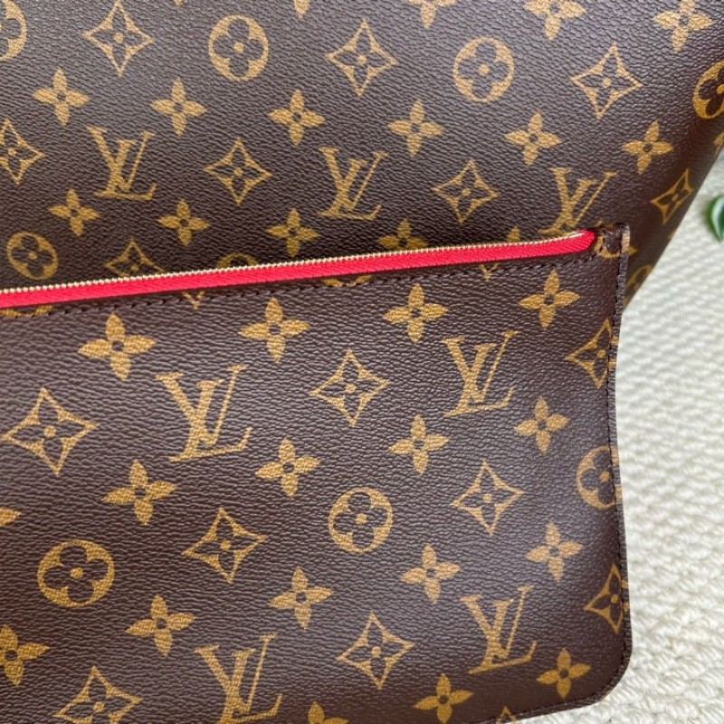 LV路易威登neverfull老花購物袋子母包 經典老花滿印 紅色內裡 手拎單肩腋下包 萬年經典款 實用大容量 日常出街旅遊度假都Ok-17