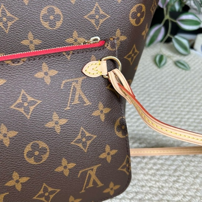 LV路易威登neverfull老花購物袋子母包 經典老花滿印 紅色內裡 手拎單肩腋下包 萬年經典款 實用大容量 日常出街旅遊度假都Ok-18