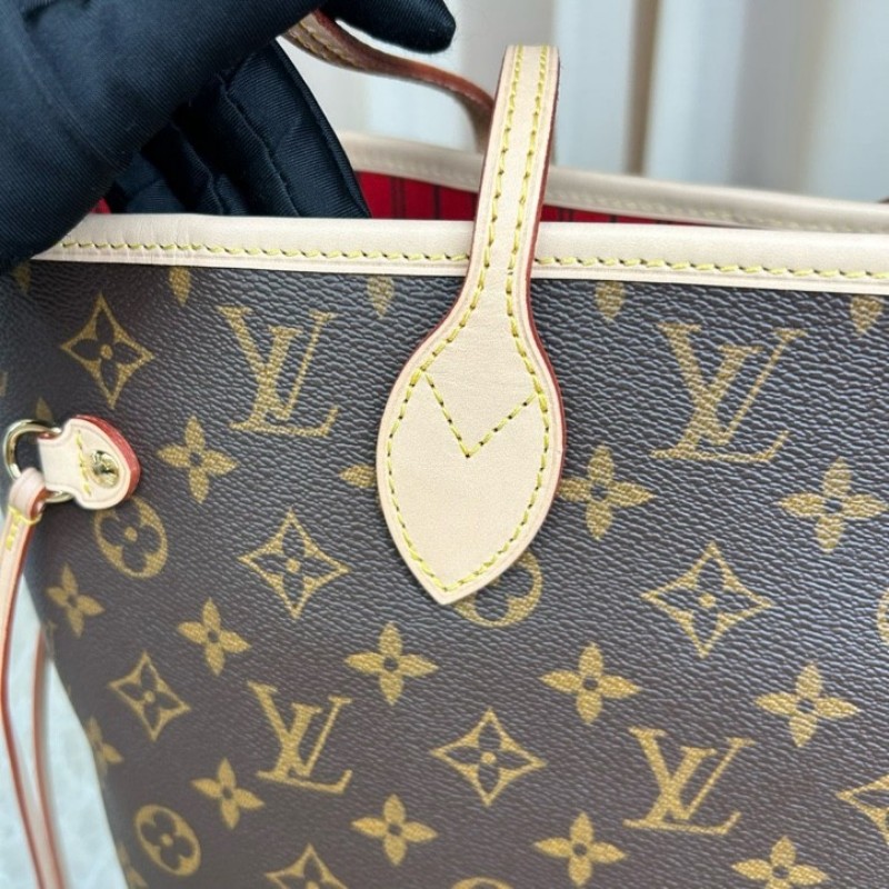 LV路易威登neverfull老花購物袋子母包 經典老花滿印 紅色內裡 手拎單肩腋下包 萬年經典款 實用大容量 日常出街旅遊度假都Ok-20