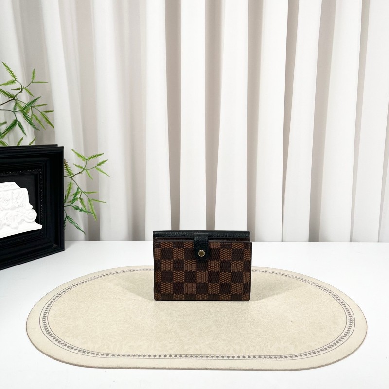 LV路易威登 棋盤格對折錢包 內裡卡位多 可放現金 有隔層 小巧便攜-1