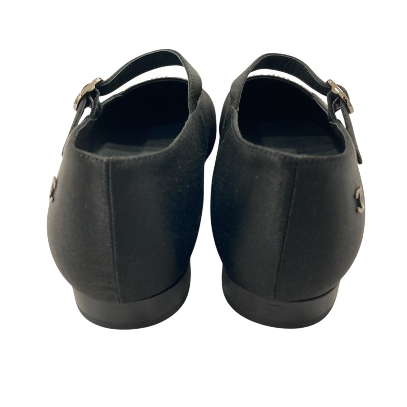 CHANEL 水鑽瑪莉珍鞋 緞面 黑色-3