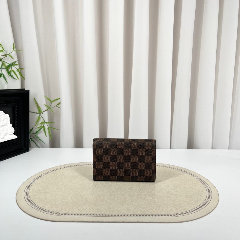 LV路易威登 棕色棋盤格對折錢包 內部卡位清晰 可放多張卡片 後面大隔層可放現金-6
