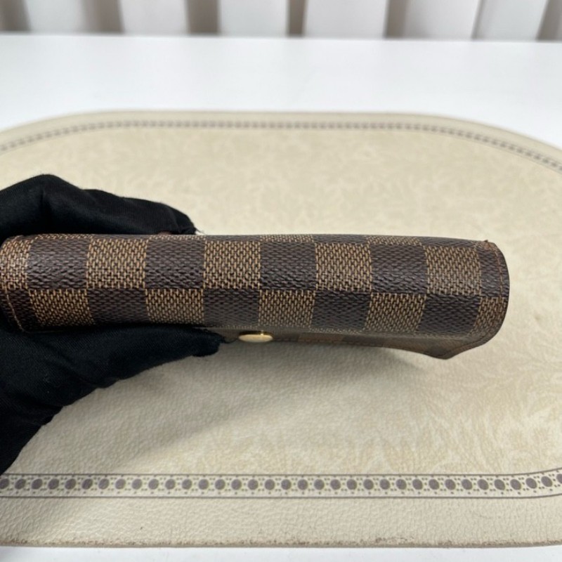 LV路易威登 棕色棋盤格對折錢包 內部卡位清晰 可放多張卡片 後面大隔層可放現金-8