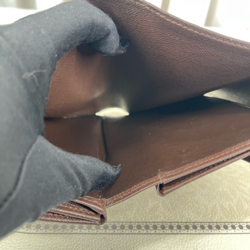 LV路易威登 棕色棋盤格對折錢包 內部卡位清晰 可放多張卡片 後面大隔層可放現金-14