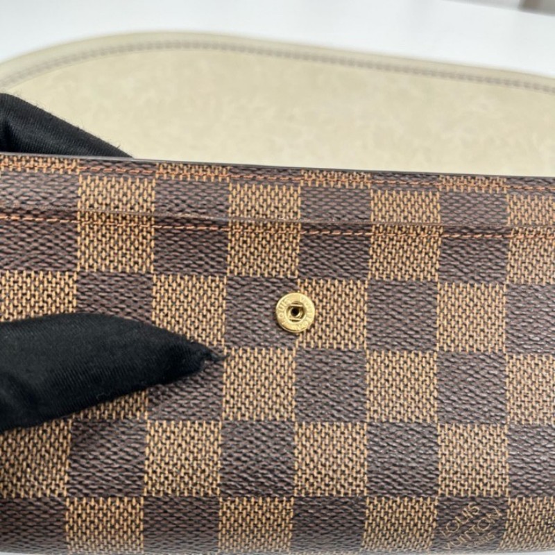 LV路易威登 棕色棋盤格對折錢包 內部卡位清晰 可放多張卡片 後面大隔層可放現金-15