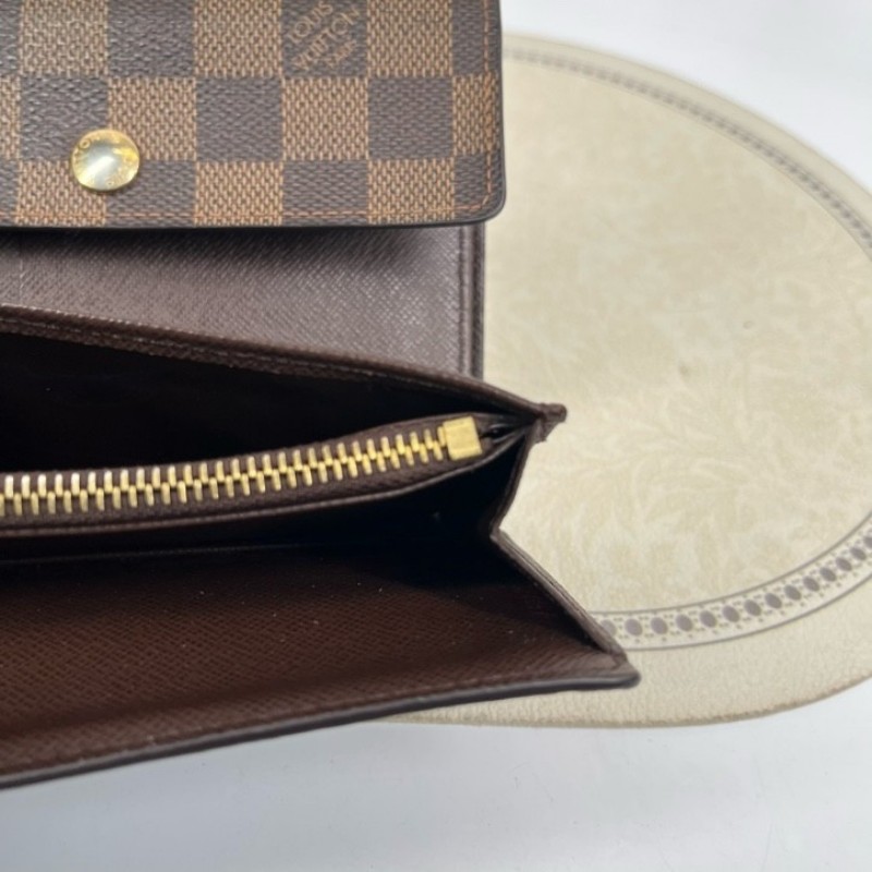 LV路易威登 棕色棋盤格對折錢包 內部卡位清晰 可放多張卡片 後面大隔層可放現金-17