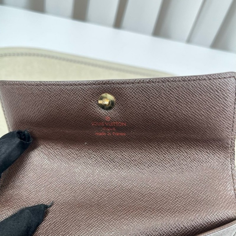 LV路易威登 棕色棋盤格對折錢包 內部卡位清晰 可放多張卡片 後面大隔層可放現金-19