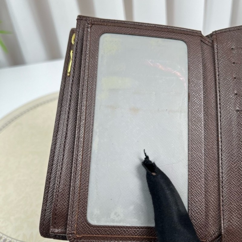 LV路易威登 棕色棋盤格對折錢包 內部卡位清晰 可放多張卡片 後面大隔層可放現金-20