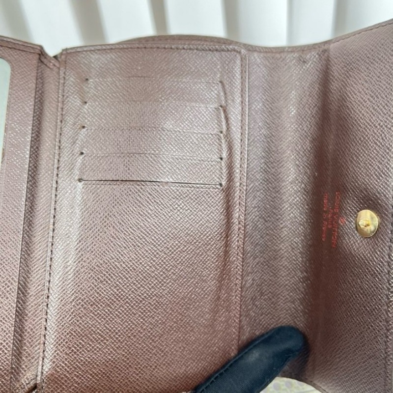 LV路易威登 棕色棋盤格對折錢包 內部卡位清晰 可放多張卡片 後面大隔層可放現金-21