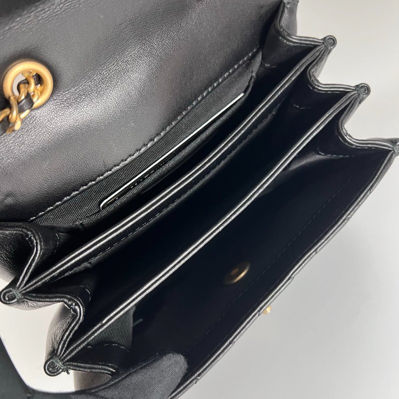 CHANEL 季節款金鍊包羊皮黑 保卡款24開-6