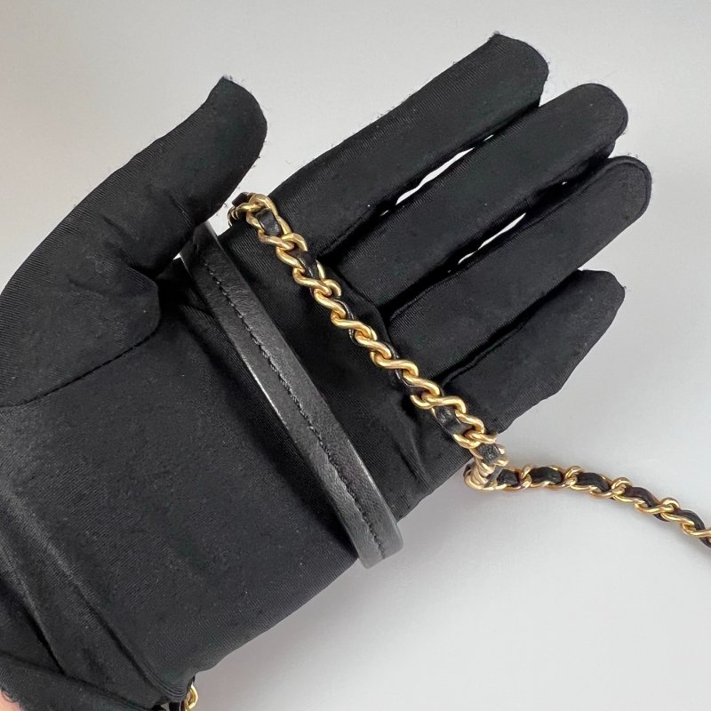 CHANEL 季節款金鍊包羊皮黑 保卡款24開-11