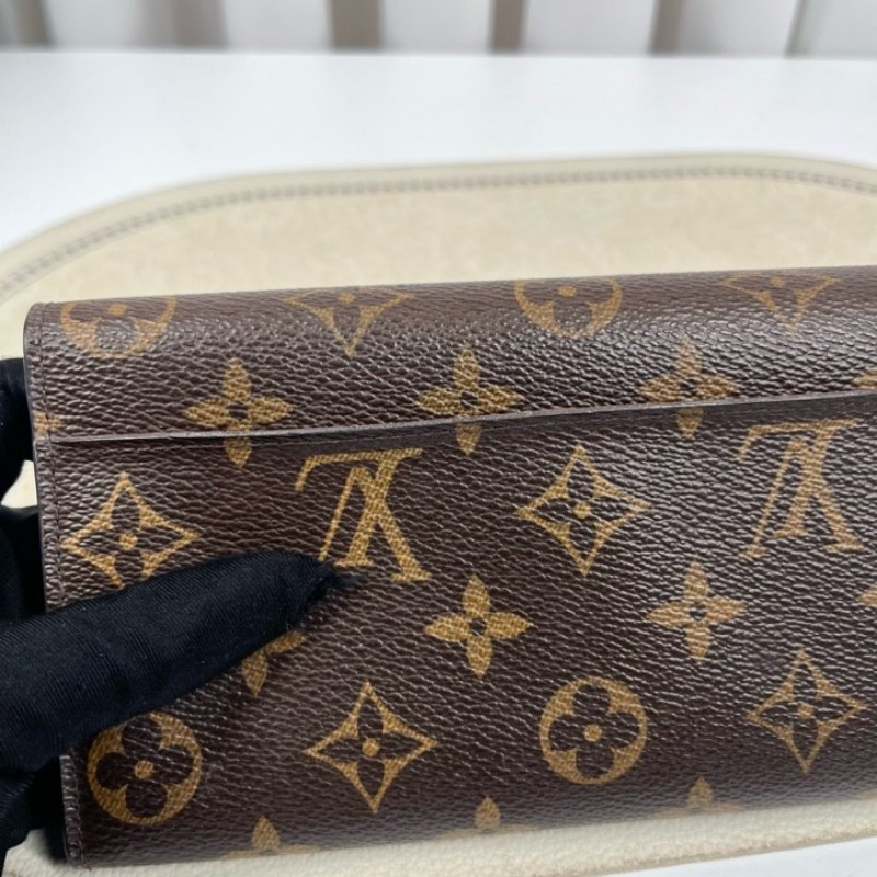 LV路易威登 經典老花搭配豆豆長款信封錢包 內裡整潔 卡位多 容量大-4