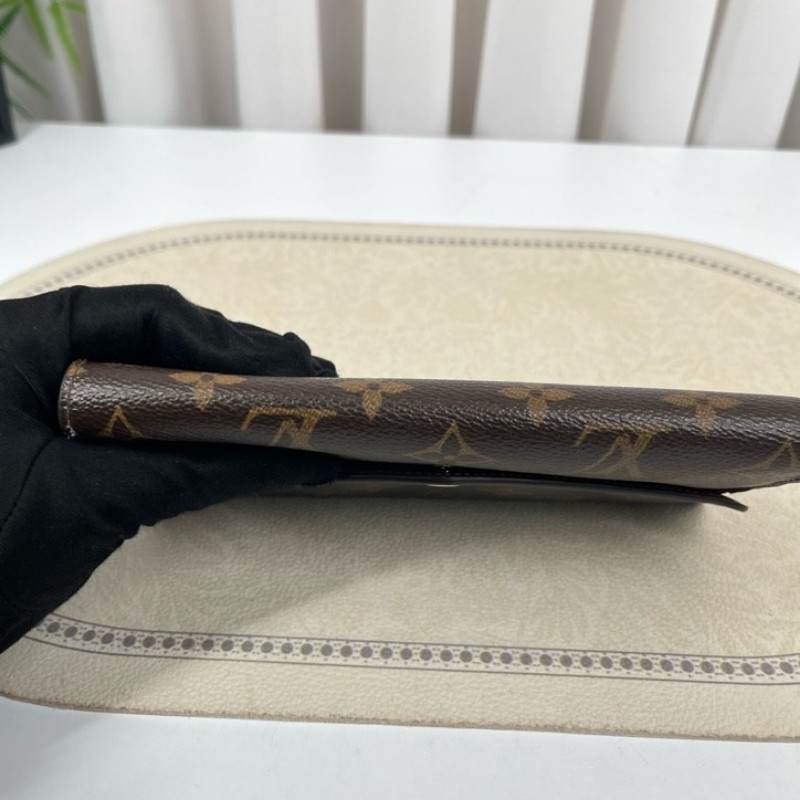 LV路易威登 經典老花搭配豆豆長款信封錢包 內裡整潔 卡位多 容量大-10