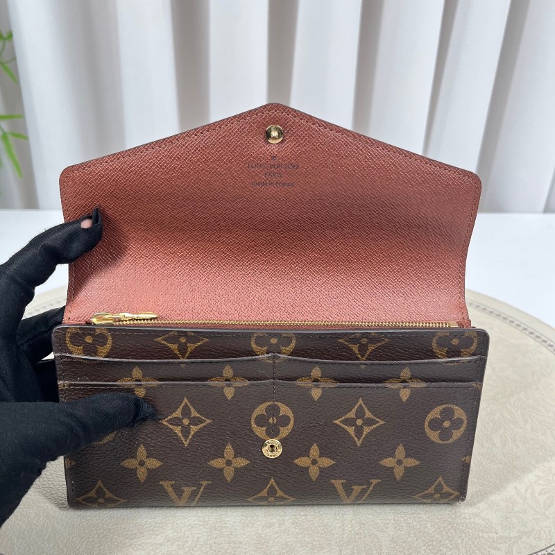 LV路易威登 經典老花搭配豆豆長款信封錢包 內裡整潔 卡位多 容量大-11