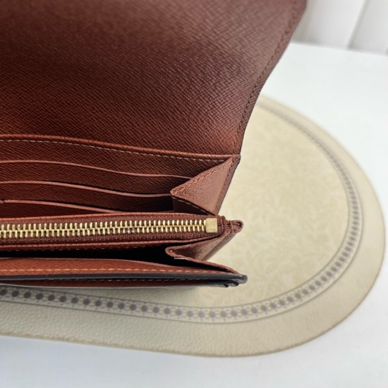 LV路易威登 經典老花搭配豆豆長款信封錢包 內裡整潔 卡位多 容量大-14