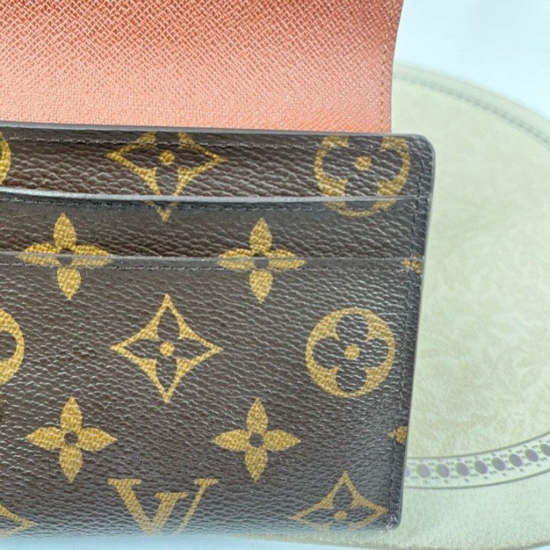 LV路易威登 經典老花搭配豆豆長款信封錢包 內裡整潔 卡位多 容量大-15