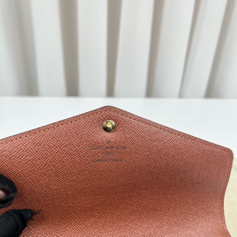 LV路易威登 經典老花搭配豆豆長款信封錢包 內裡整潔 卡位多 容量大-17