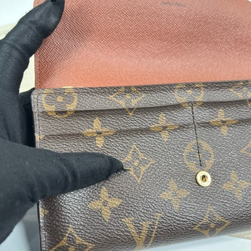 LV路易威登 經典老花搭配豆豆長款信封錢包 內裡整潔 卡位多 容量大-18