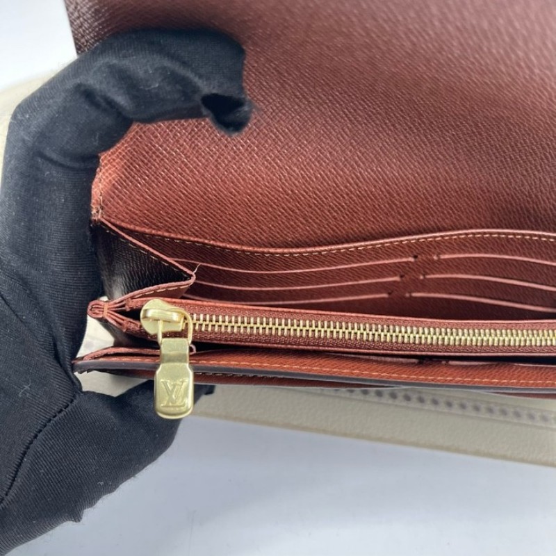 LV路易威登 經典老花搭配豆豆長款信封錢包 內裡整潔 卡位多 容量大-19