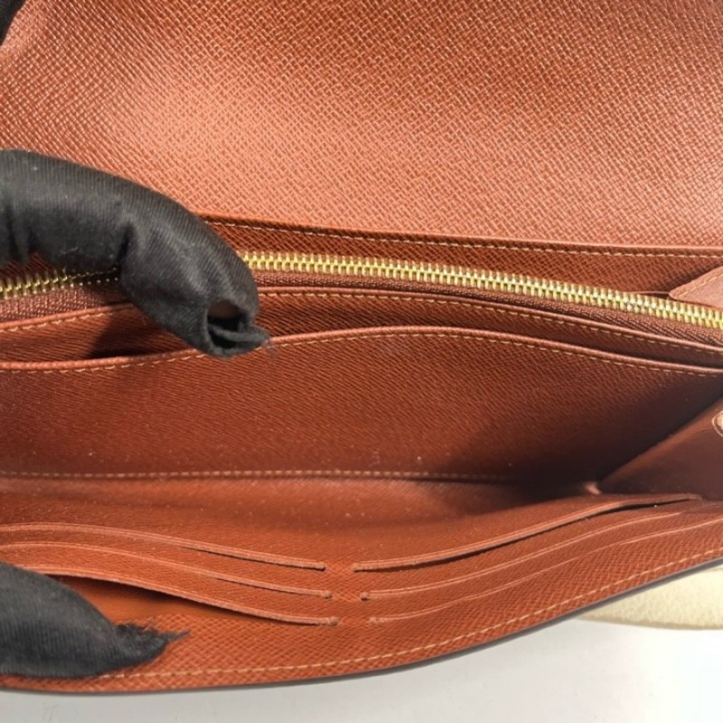 LV路易威登 經典老花搭配豆豆長款信封錢包 內裡整潔 卡位多 容量大-20