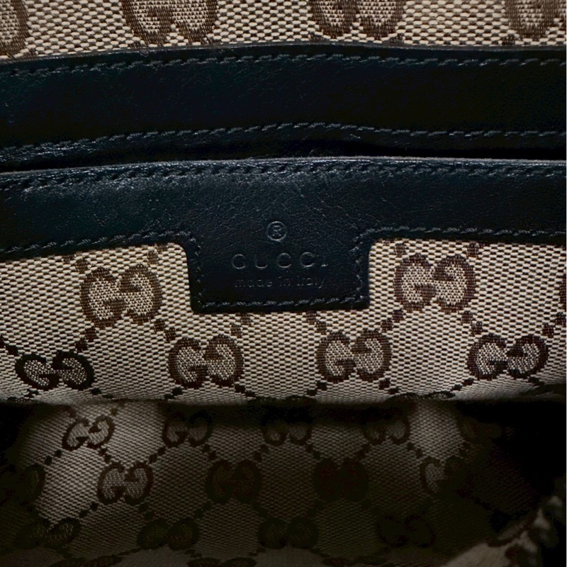 Gucci黑色皺紋皮革小號旅行袋（型號：725701）-4