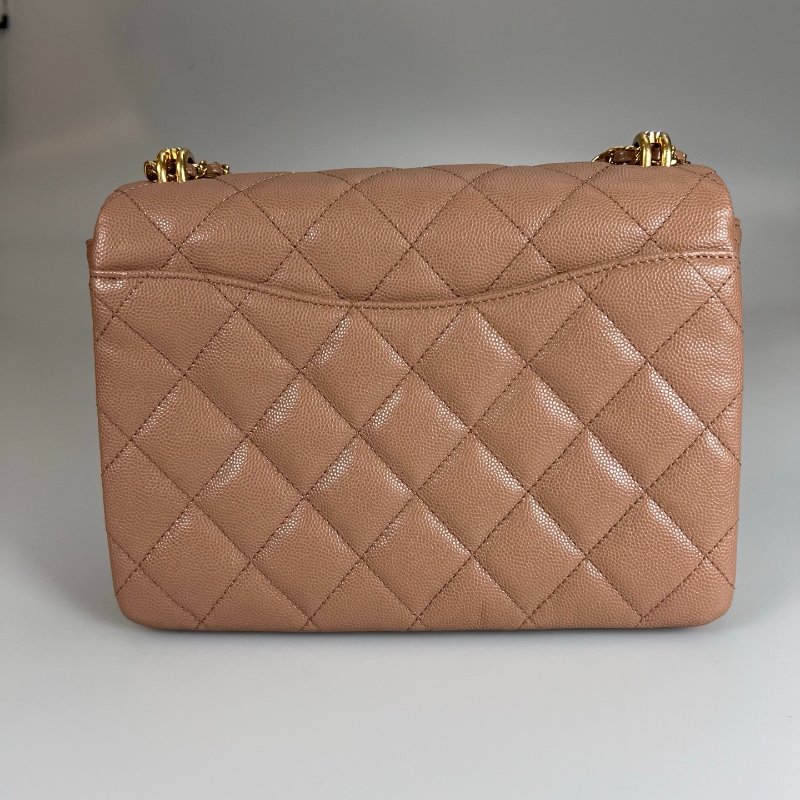 CHANEL CF奶茶荔枝側肩包 AS3633/晶片款-1