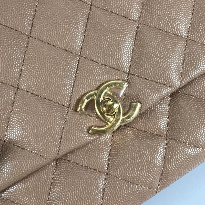 CHANEL CF奶茶荔枝側肩包 AS3633/晶片款-7