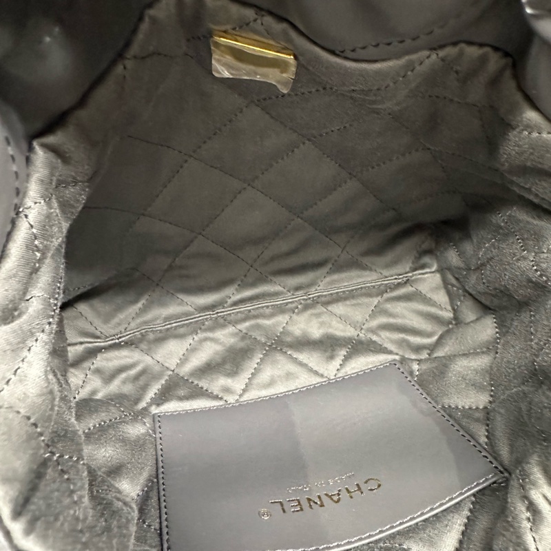 Chanel香奈兒 22 BAG mini牛皮 深灰色 金扣 單肩斜挎包 （23B）-7