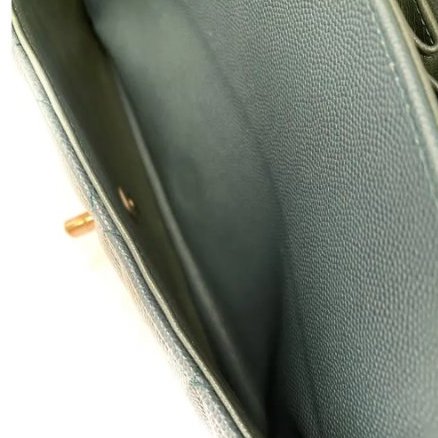 香奈兒 Chanel Jumbo Classic Flap CF 淡綠色 菱格紋 魚子醬皮 Caviar 雙蓋 雙蓋頭 口蓋包 翻蓋包 鏈條包 肩背包 斜背包 淡金扣-5