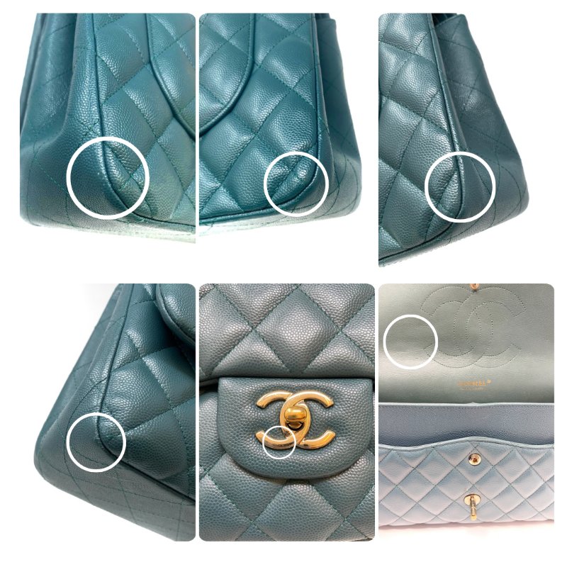 香奈兒 Chanel Jumbo Classic Flap CF 淡綠色 菱格紋 魚子醬皮 Caviar 雙蓋 雙蓋頭 口蓋包 翻蓋包 鏈條包 肩背包 斜背包 淡金扣-10