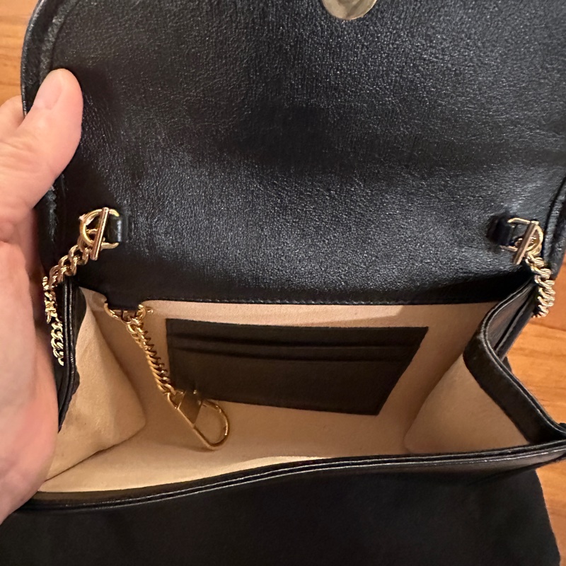 I 近全新Gucci Rajah Leather Shoulder Bag Mini Black-2