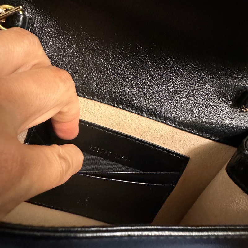 I 近全新Gucci Rajah Leather Shoulder Bag Mini Black-3